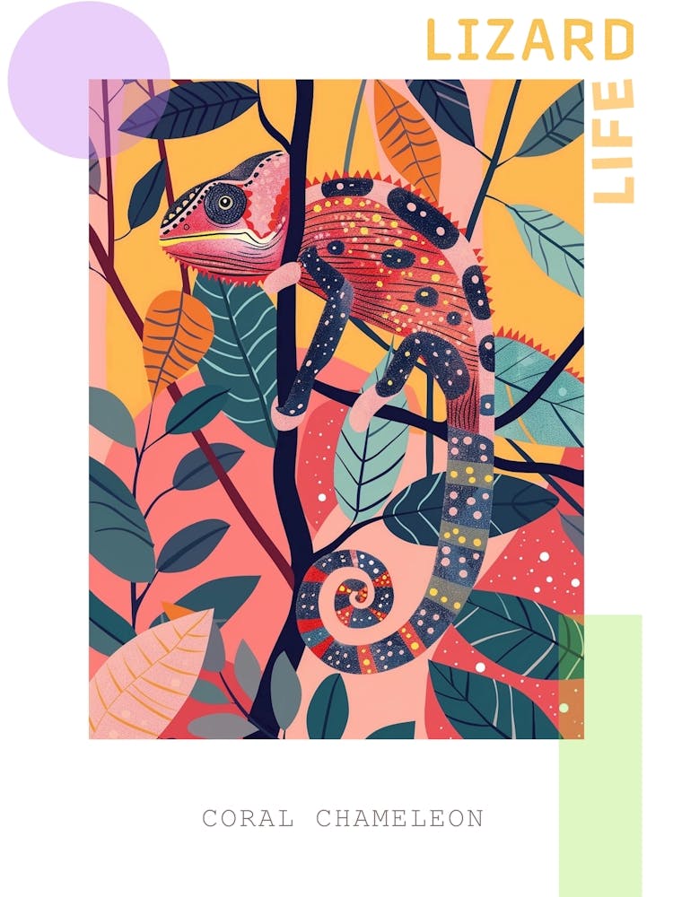 Korallen-Chamäleon Moderne Illustration 3 Poster