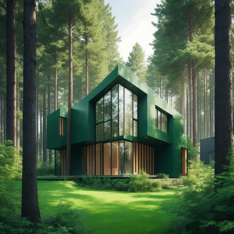 Modern architecture in a green forest
