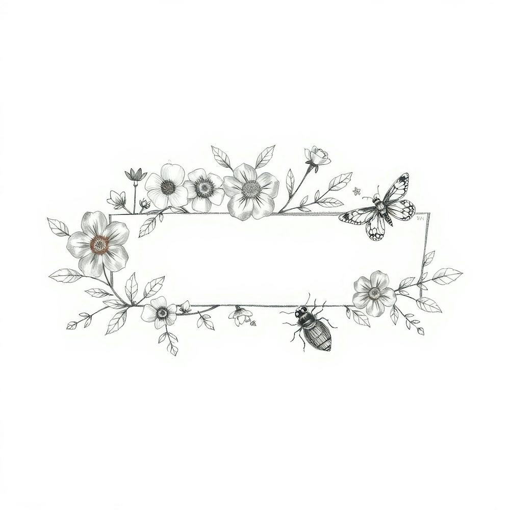 Cadre Avec Fleurs Et Abeilles