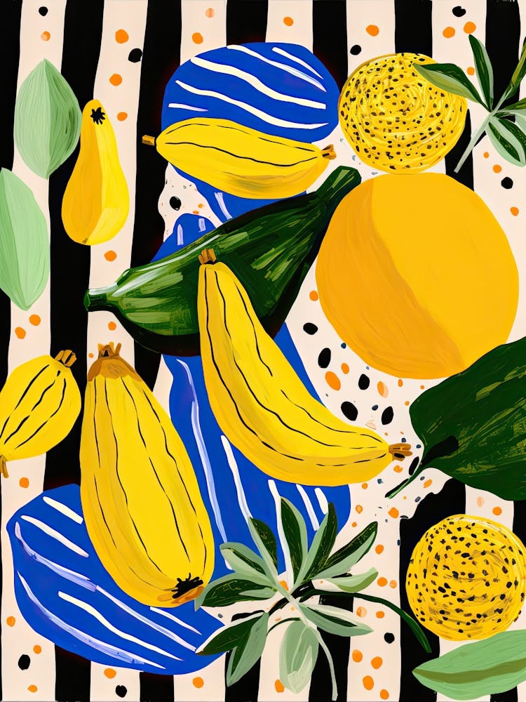 Yellow Squash Summer Illustration 2