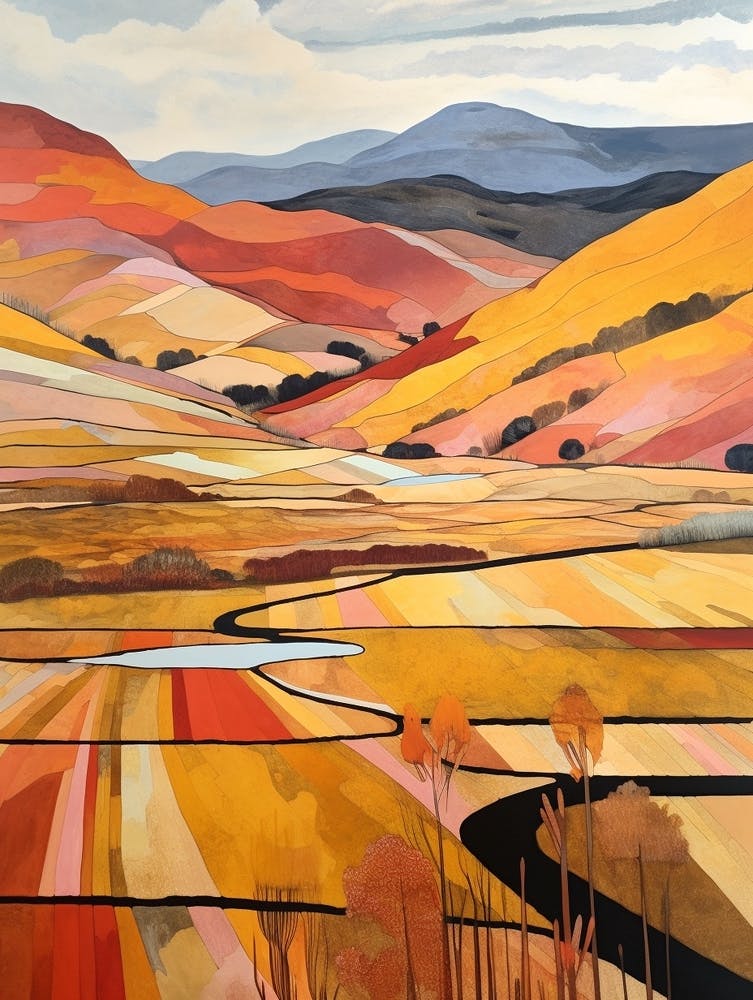 Autumn National Park Painting The Lake District Uk  1