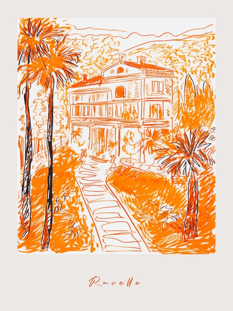 Ravello Italien Orange Zeichenplakat