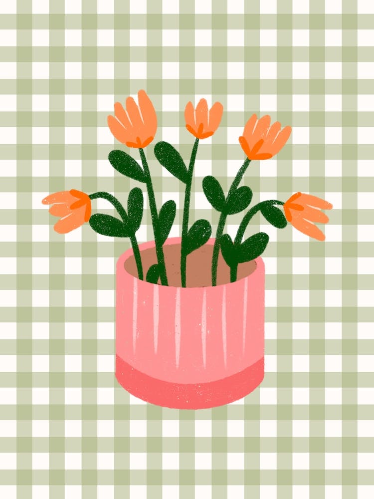 Gingham Flower Poster