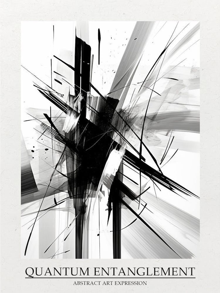 Quantum Entanglement Abstract Black And White 9 Poster