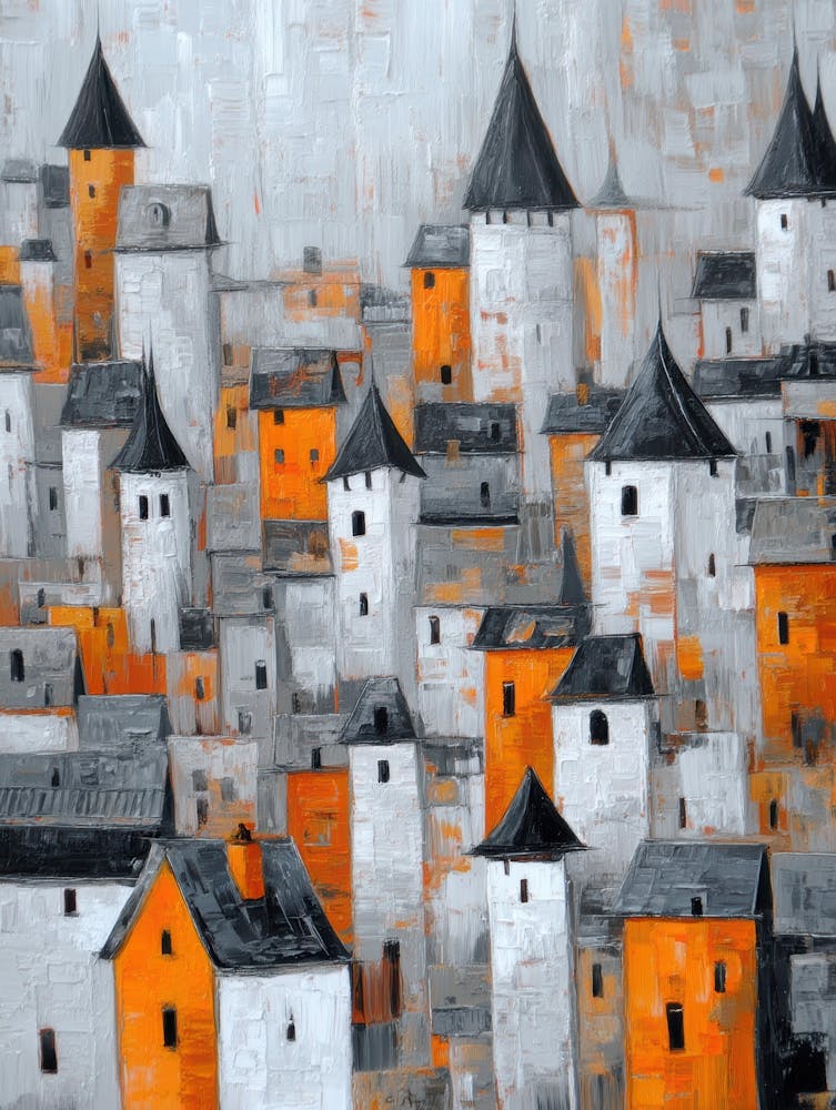 Orange und Schwarze Stadt