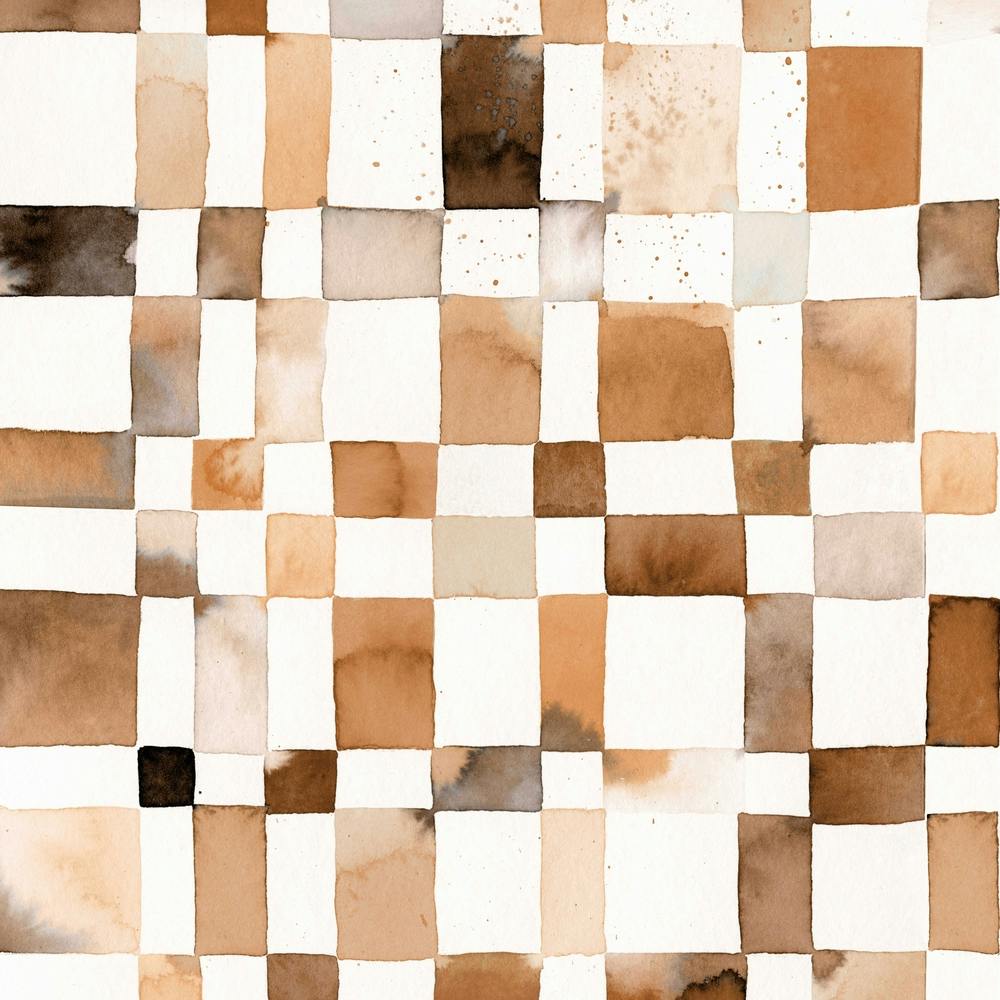 Watercolor Checker Terracota Square
