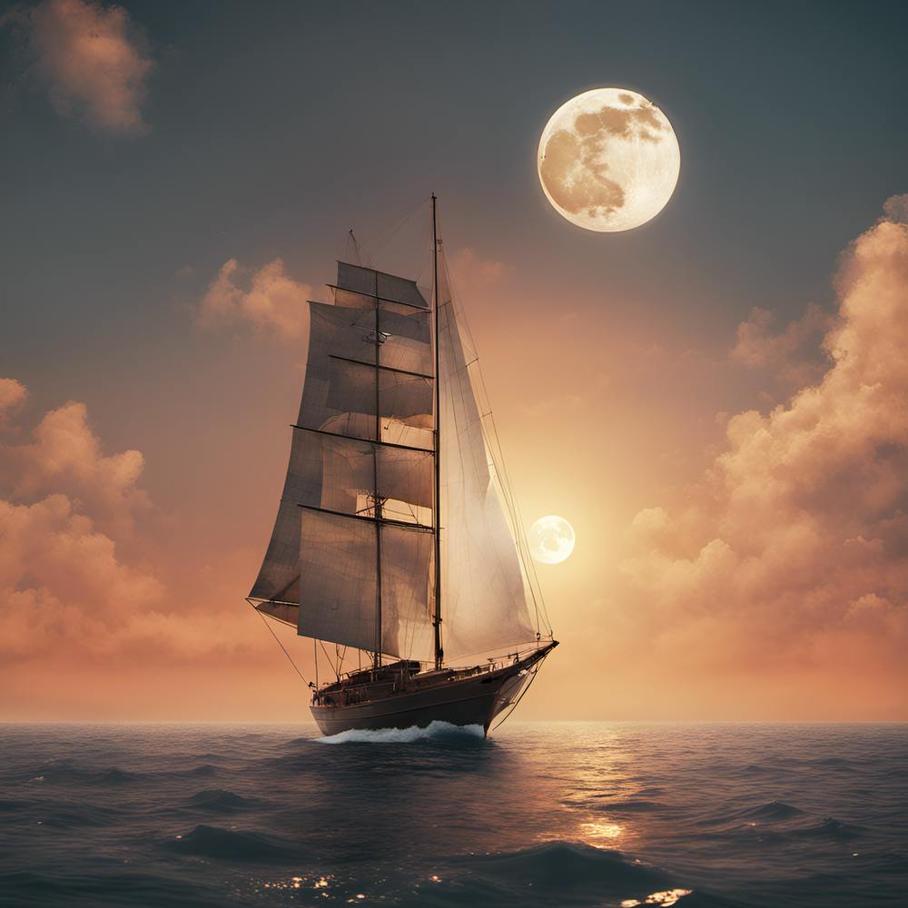 Sailing Ship At Sunset