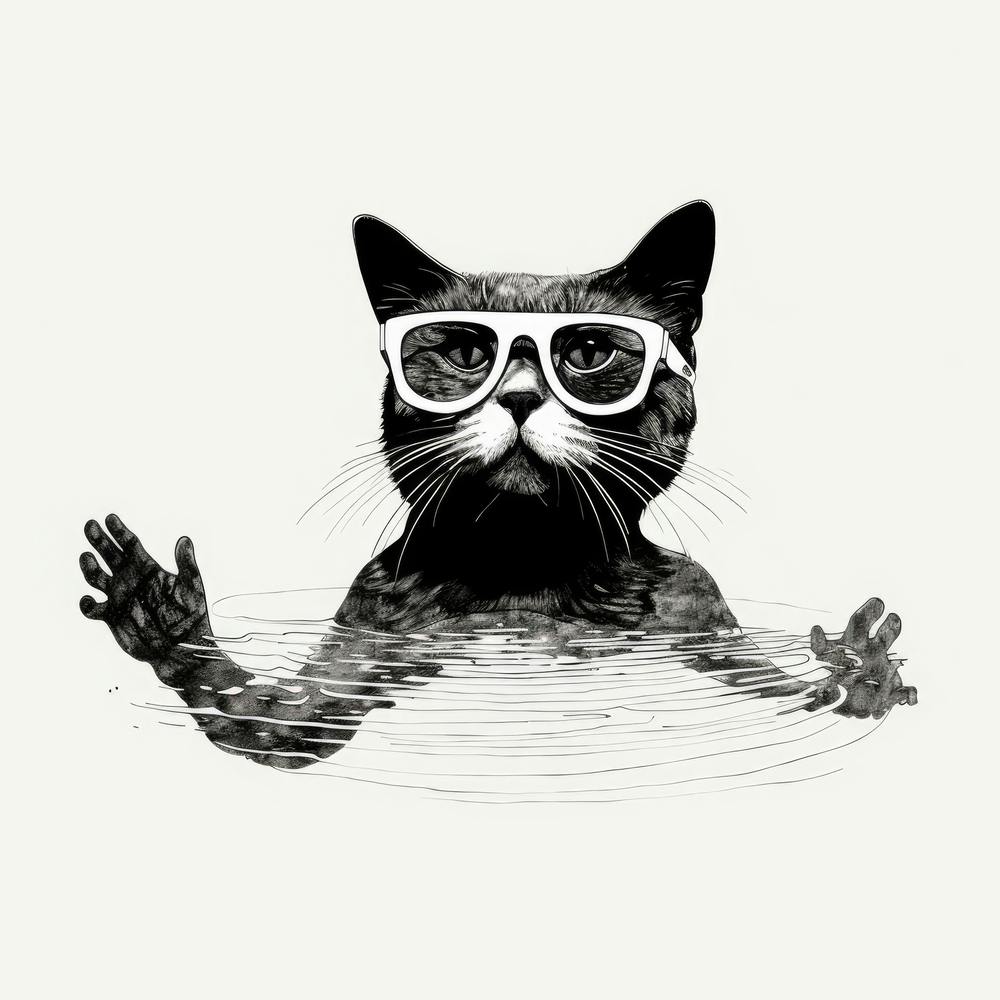 Cat In Water 1