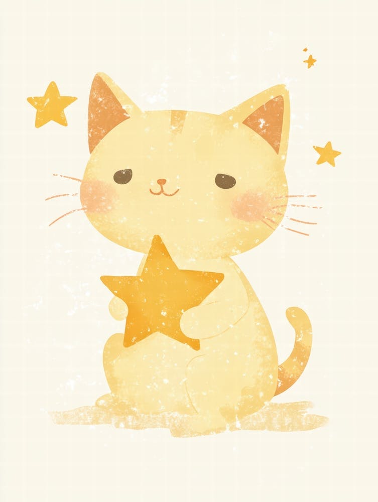 Cute Cat With Star.Generated AI. Wall 4