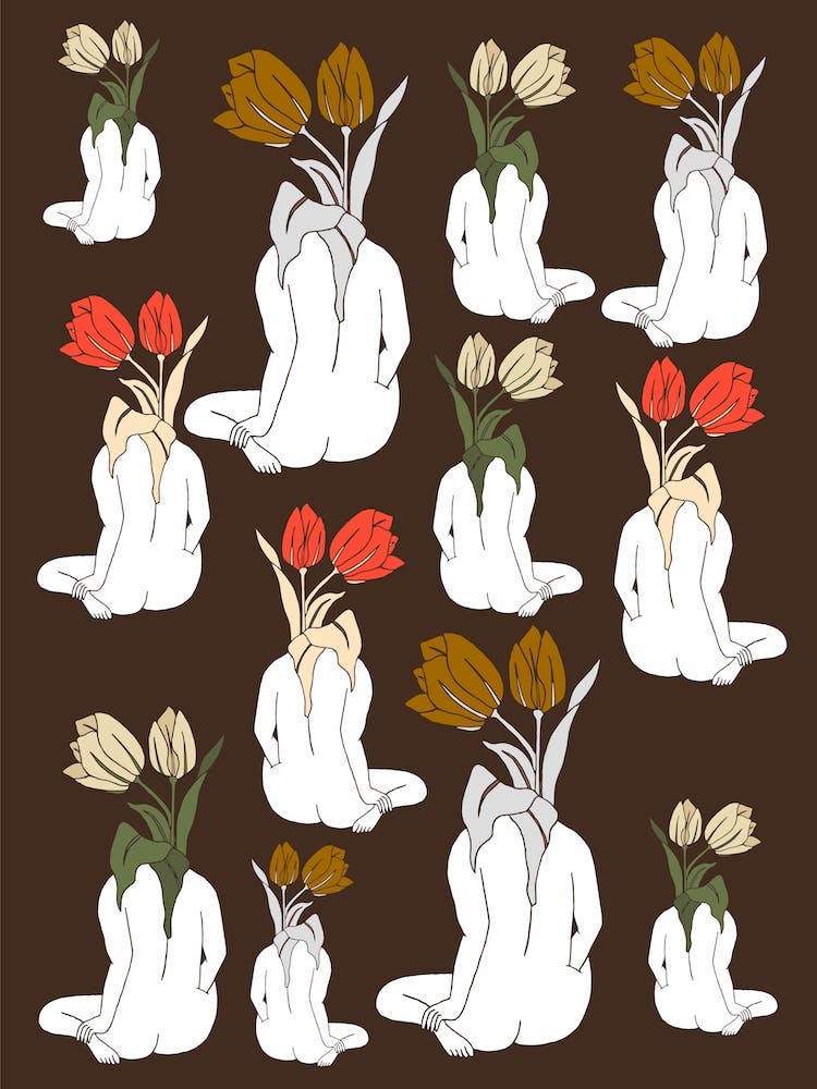Tulips Pattern In Brown