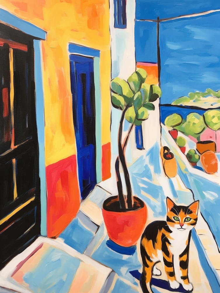 Gemälde einer Katze in Rhodes Greece 2