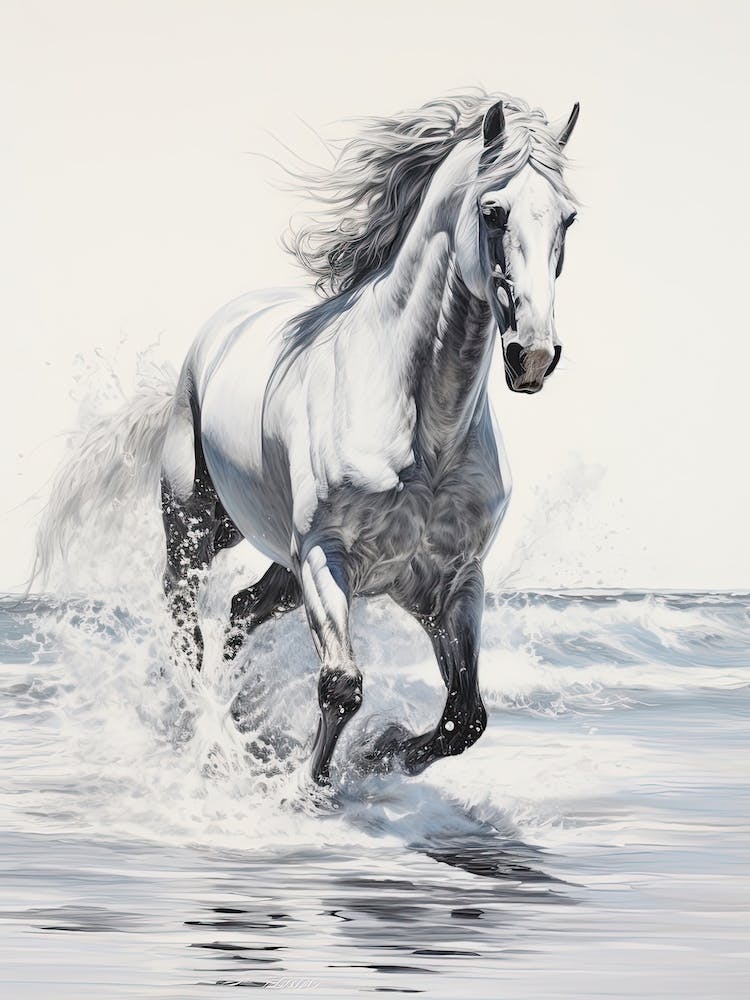 A Horse Oil Painting In Grace Bay Beach, Turks And Caicos Islands, Portrait 3