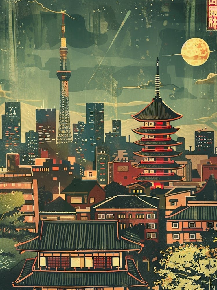 Japan At Night Mid Century Modern Travel