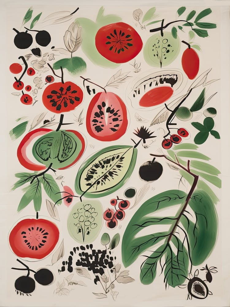 Red Kiwi Fruit Drawing 4