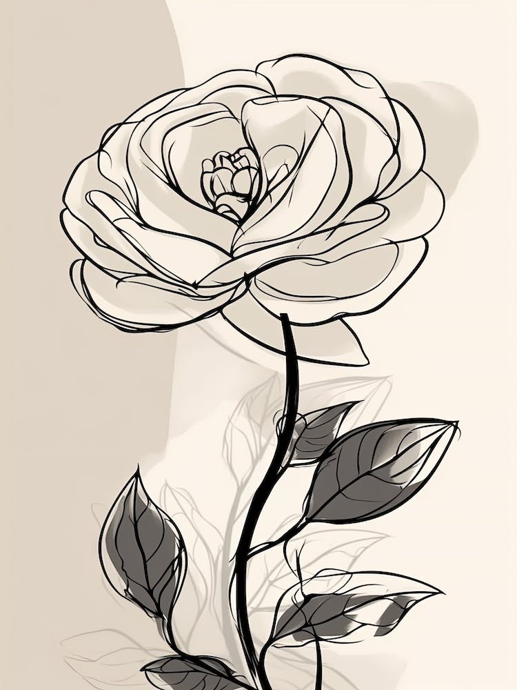 Line Art Rosen Blumen Illustration Neutral 18