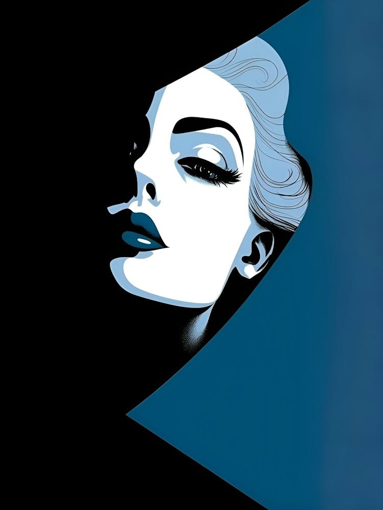 Woman With Blue Eyes Black background