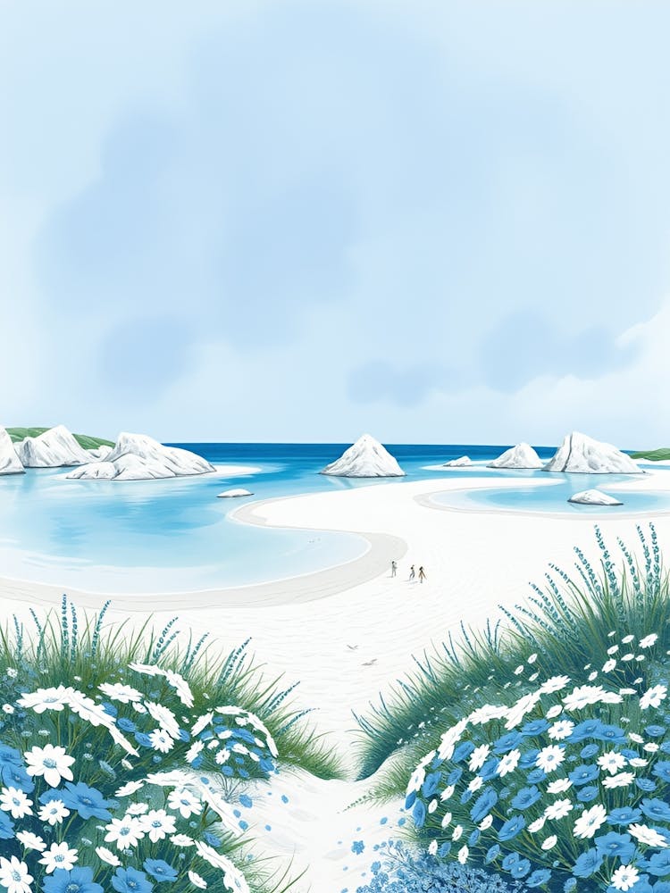 Beach Scene With Flowers