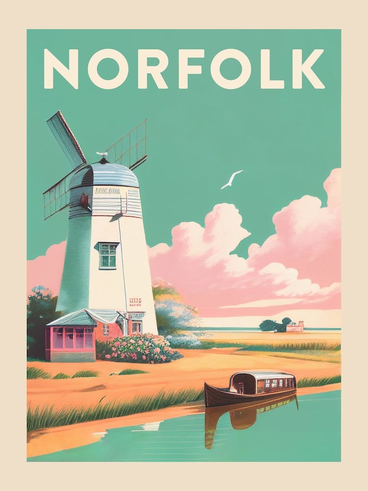 Norfolk Vintage Travel Poster