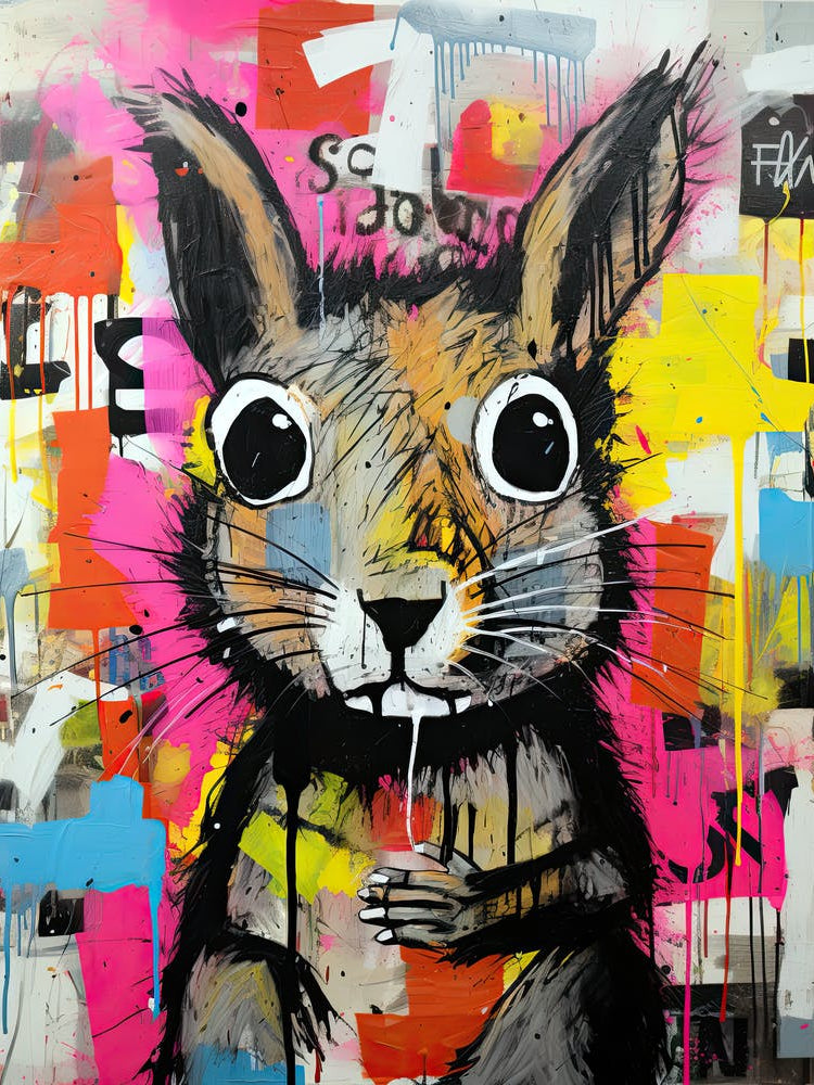 Chiaroscuro Whispers: Squirrel's Echo in Basquiat's style