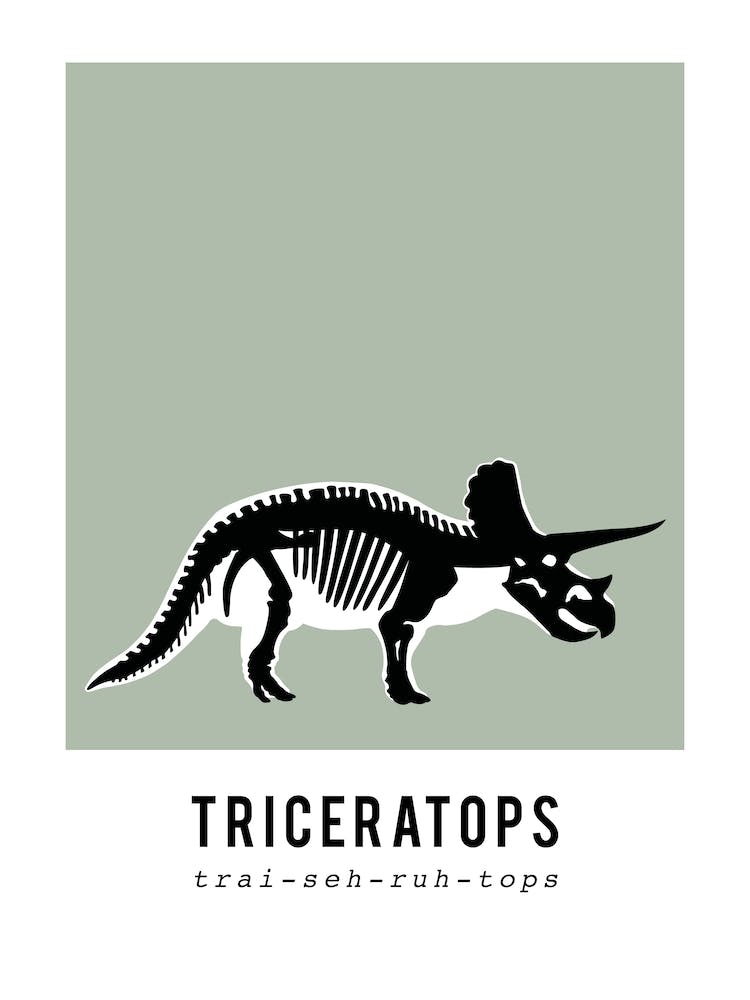 Triceratops, Dinosaurier Jungenzimmer-Deko, Grün