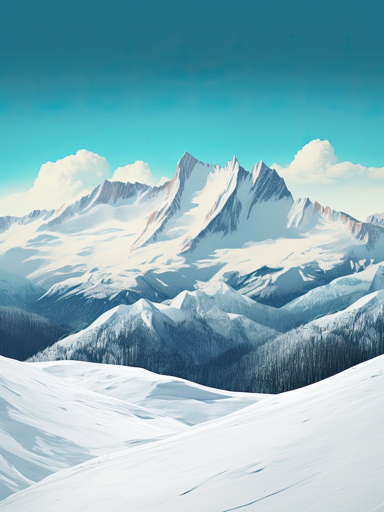 Courchevel   France, Ski Resort Illustration 2 Simple Style