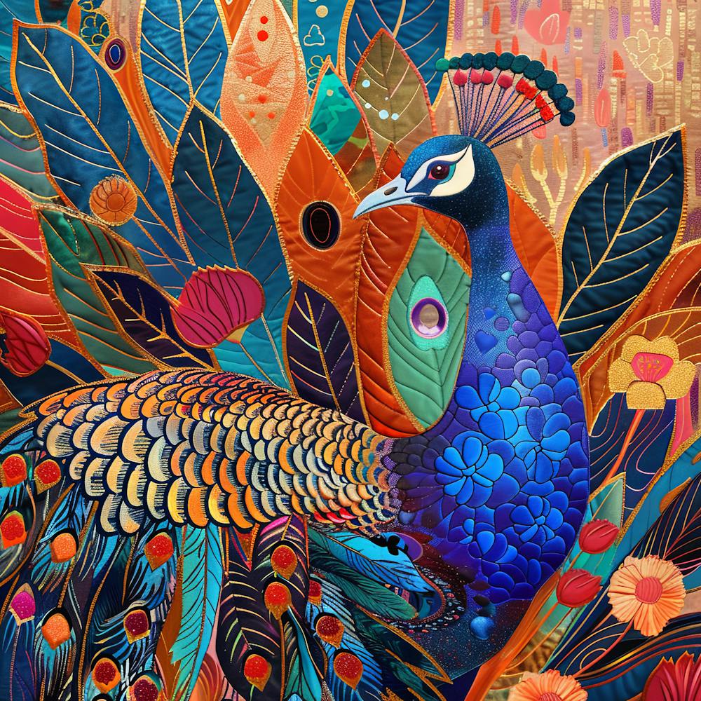 Patchwork Quilted Peacock 1
