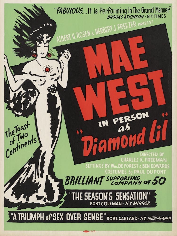 Mae West As ‘Diamond Lil’ Theatre Poster 1951