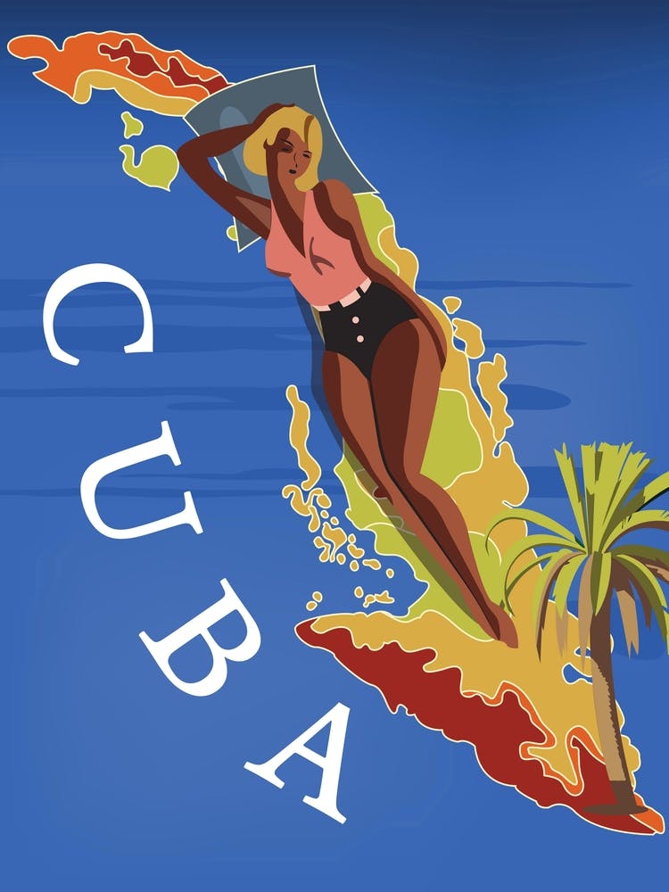 Cuba, Big woman Sunbathing on the Island