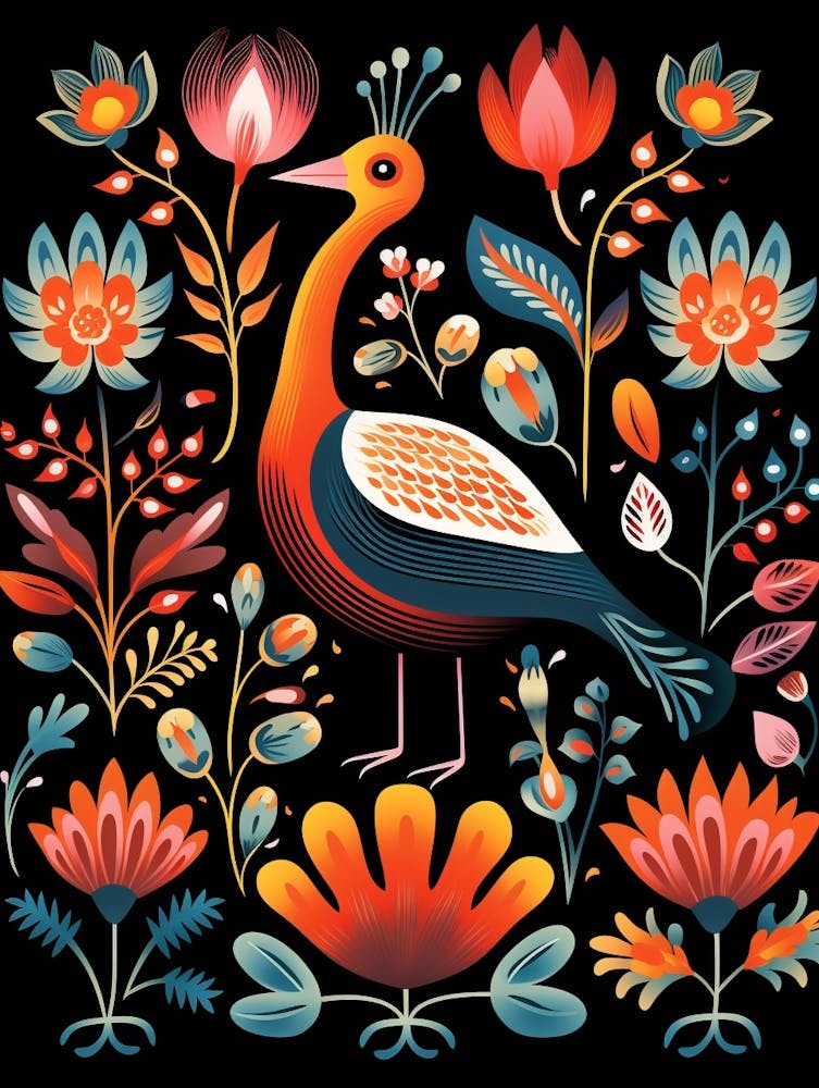 Folk Bird Illustration Coot 1