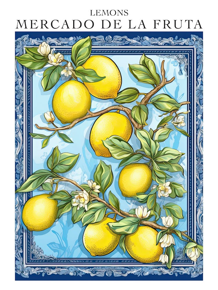 Mercado De La Fruta Lemons Illustration 12 Poster