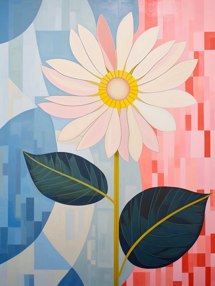 Oxeye Daisy 1 Hilma Af Klint Inspired Pastel Flower Painting