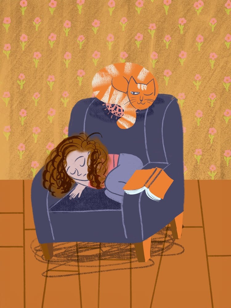 Girl Sleeping On A Chair