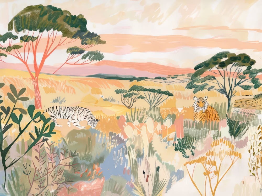 Tigers Tropical Jungle Illustration 2