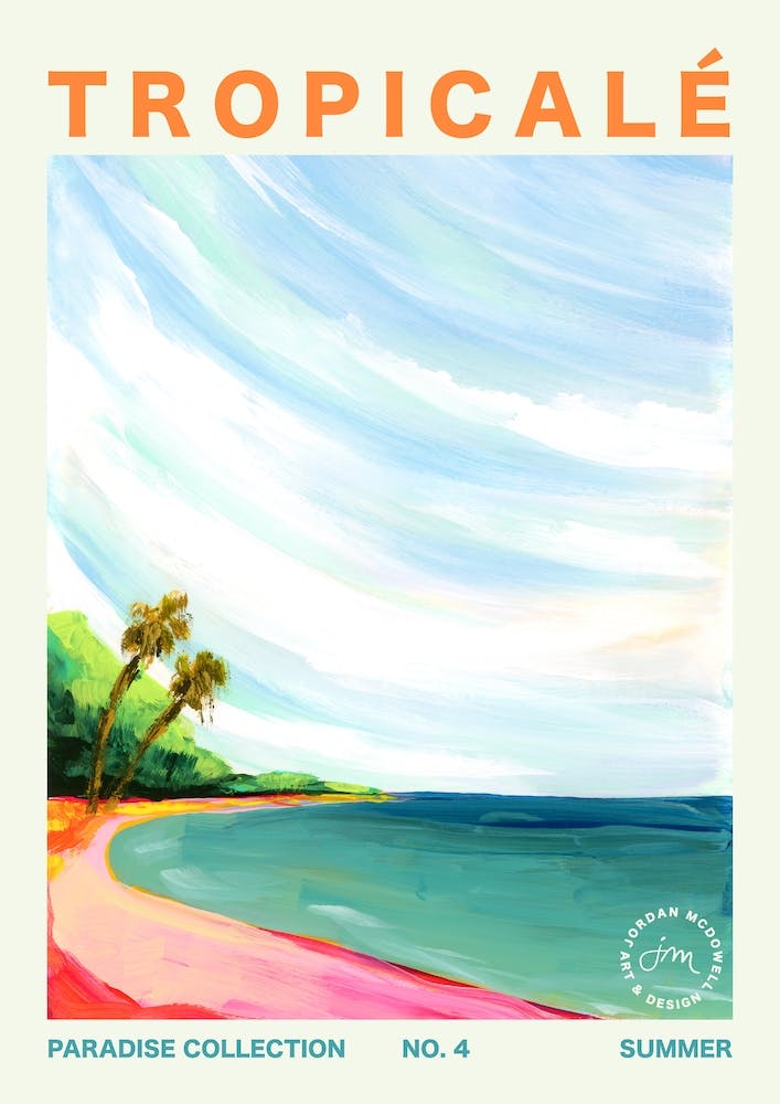 Tropical Palm Trees And Beach Typography