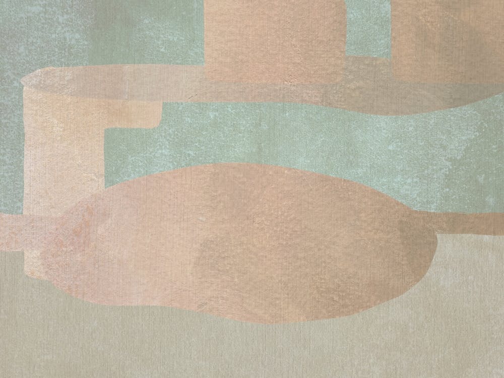 Abstract Gold and Sage Green Mid-century Modern