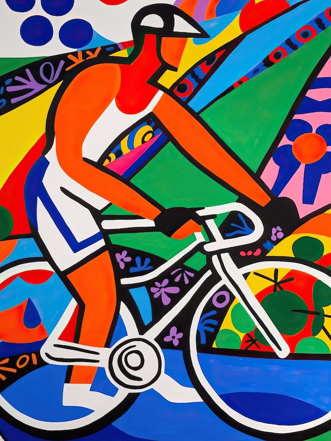rennrad kunst Radfahren im Stil von Matisse 1 Art Print by SportsArt Masters – Fy!