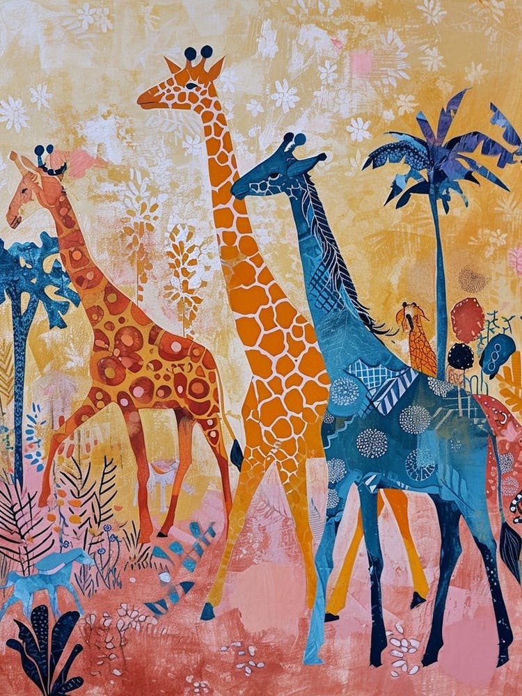 Geometric Abstract Giraffe Herd 5