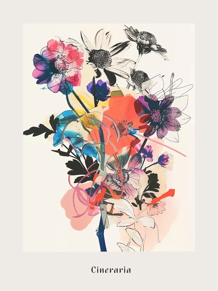 Cineraria 1 Collage Flower Bouquet Poster