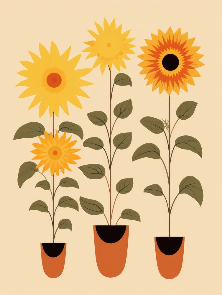 Sunflowers In Pots