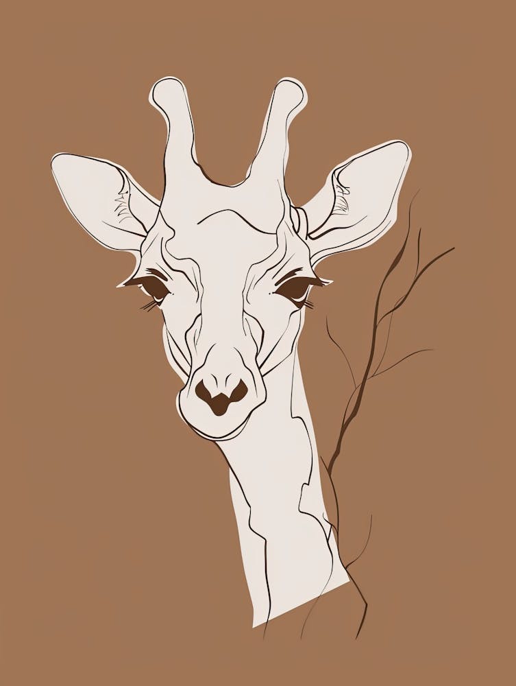 Giraffe - Boho, Line Art 16