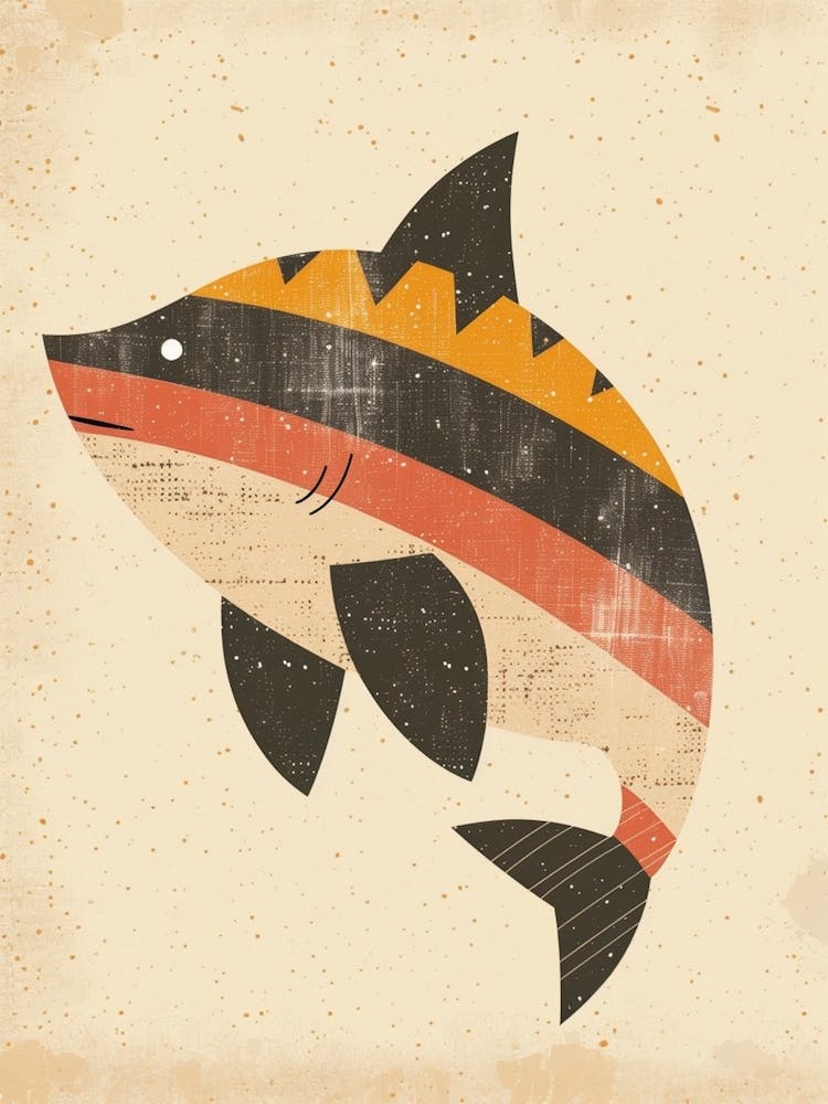Patterned Shark Minimalist Muted Pastels
