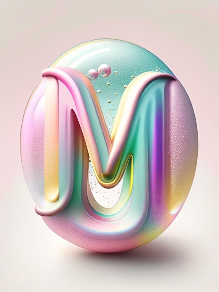 M, Alphabet Bubble Rainbow 1