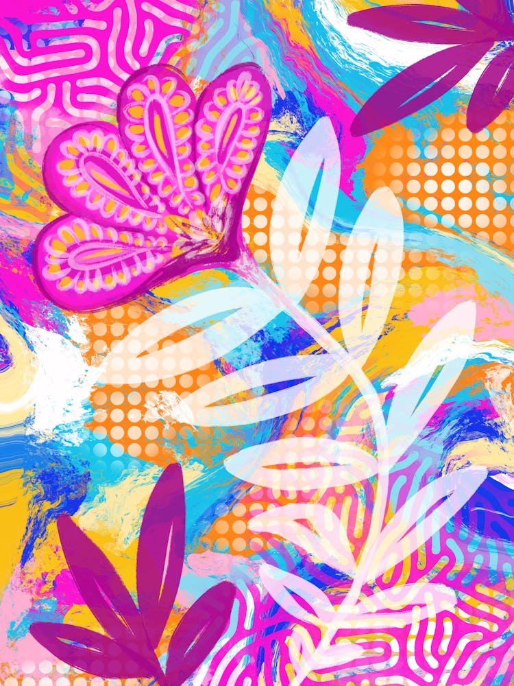 Pink Floral Abstract Art
