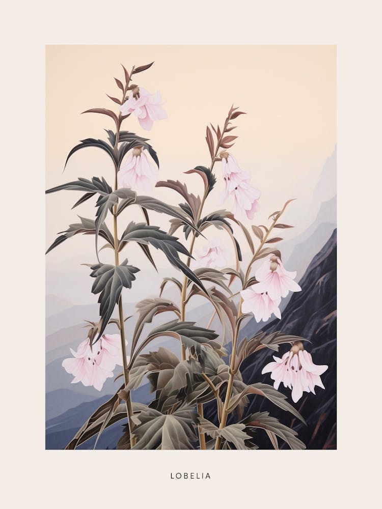 Blumenillustration Lobelie 3 Poster