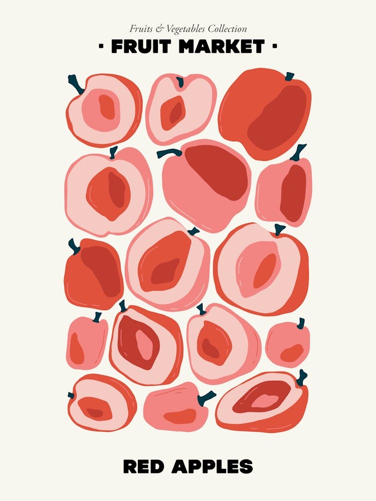 The Fruit Market Red Apples Illustration Maximalist