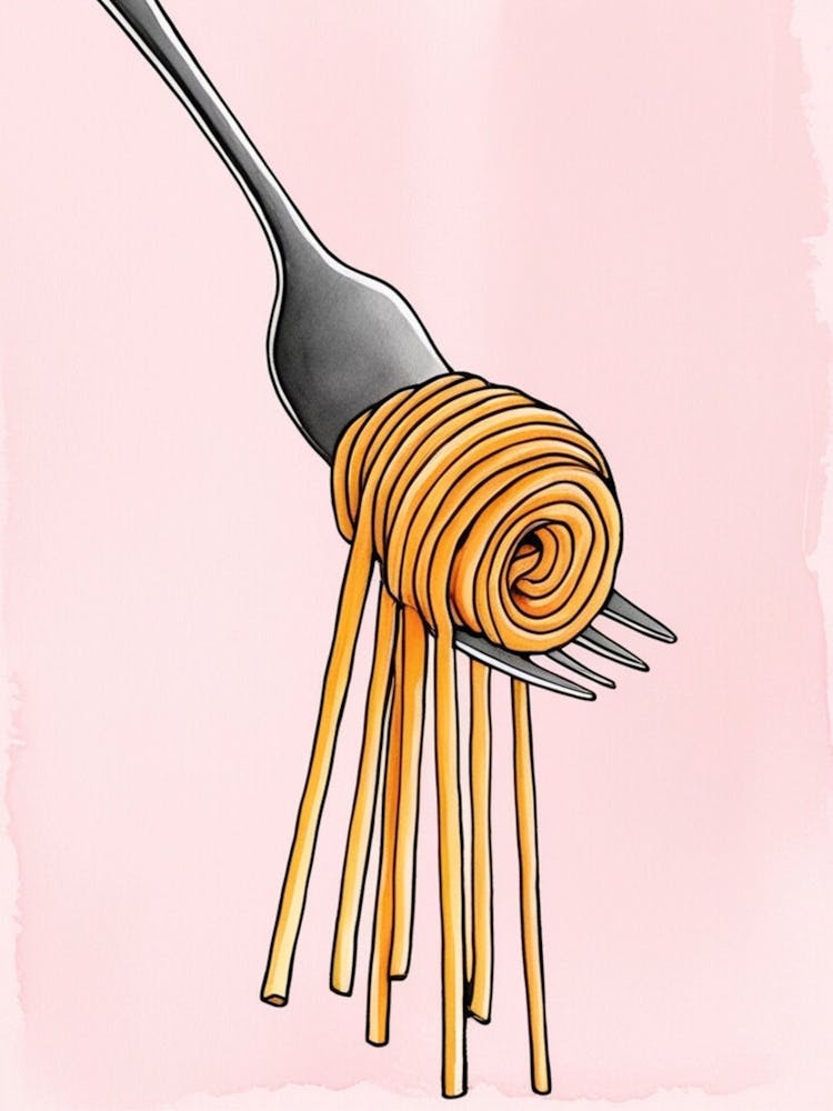 Illustration de Spaghettis sur une Fourchette