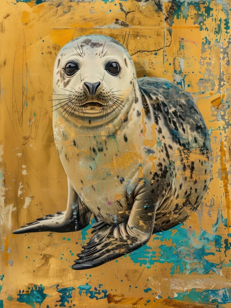 Harp Seal Pup Gold Effect Collage 1