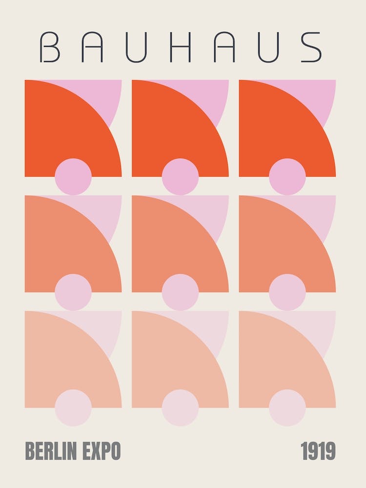 Bauhaus Berlin Exhibition Poster, Pink & Orange