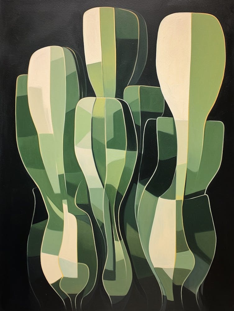 Modern Abstract Cactus Painting Carnegiea Gigantea Cactus 4