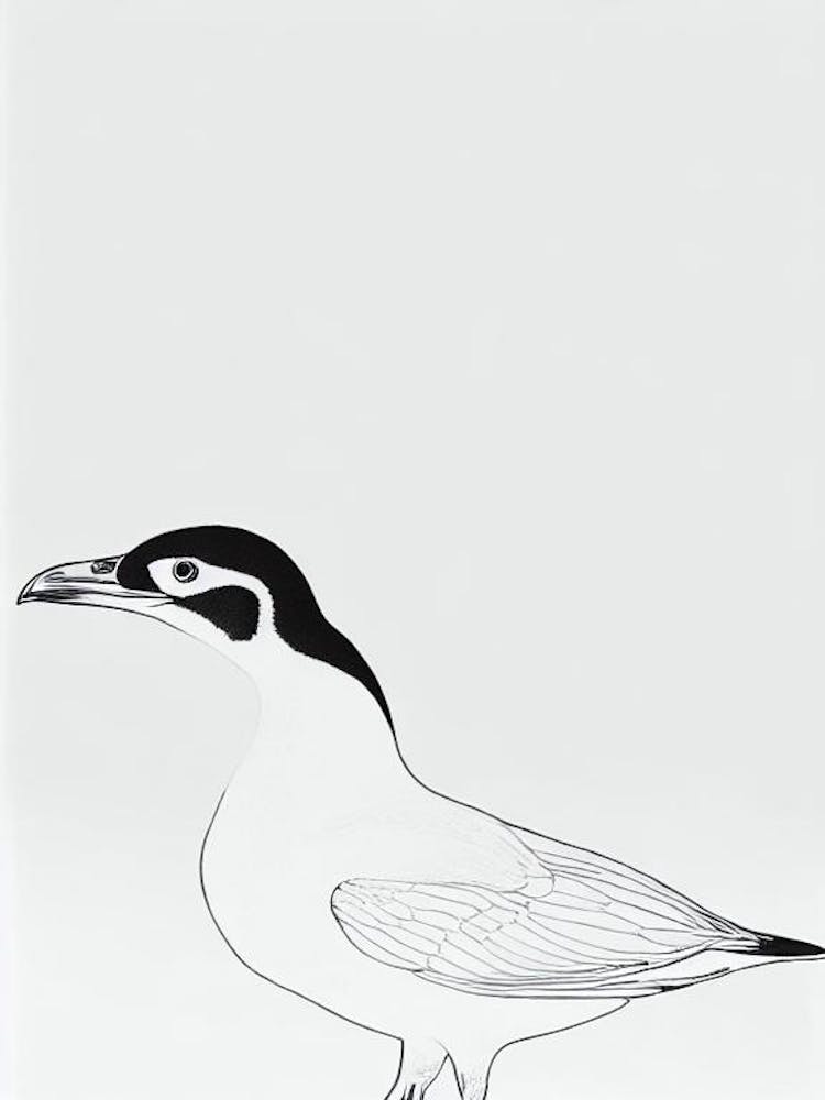 Great Auk Black & White Drawing